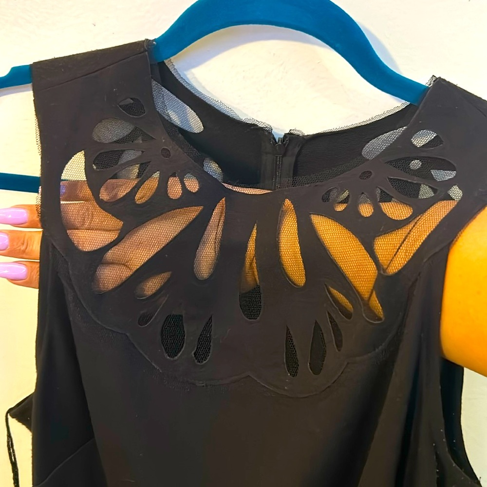 Mid length little black dress